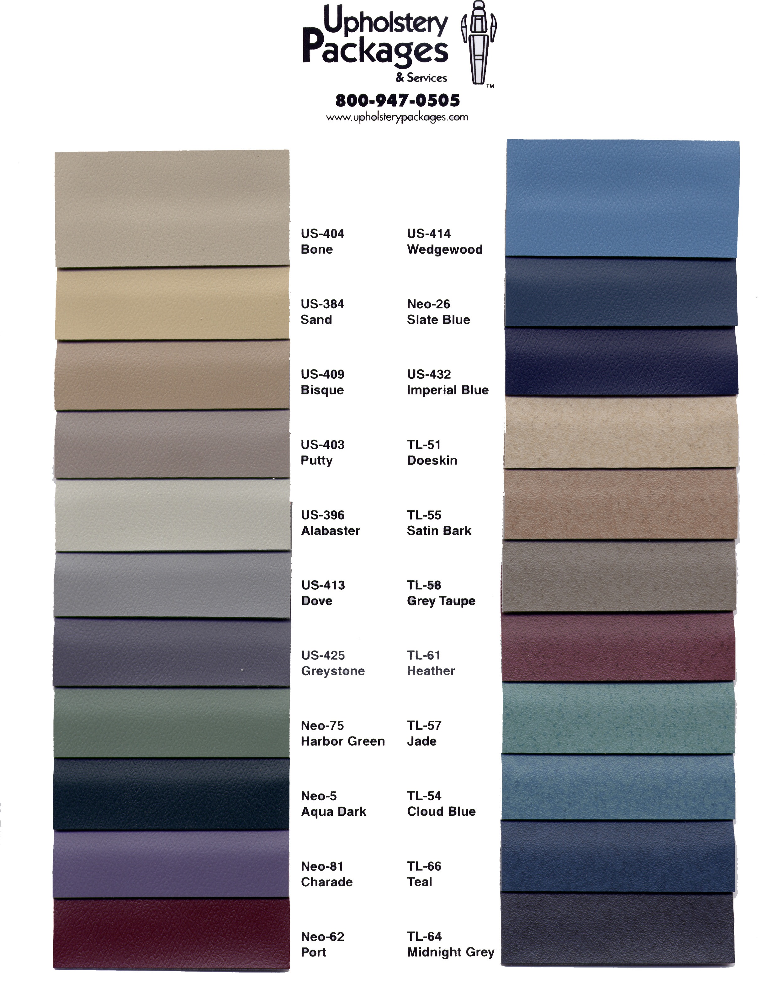 Ultraleather Color Chart