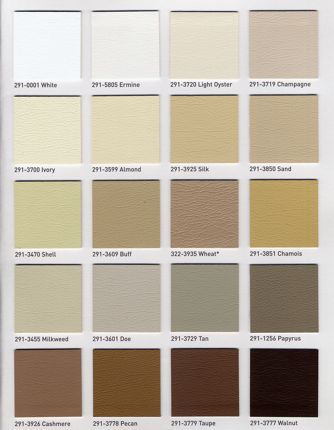 Ultraleather Color Chart