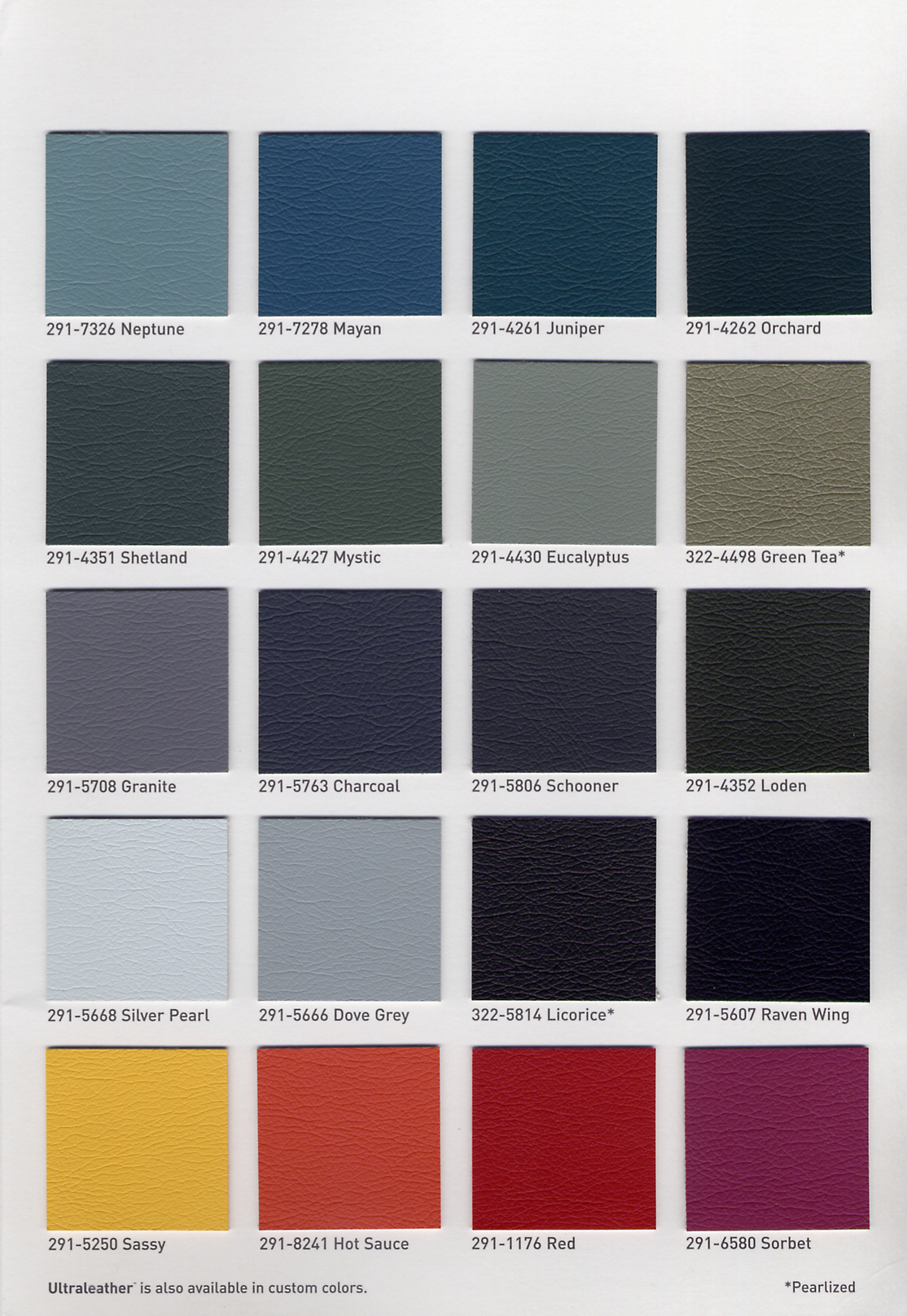 Ultraleather Color Chart